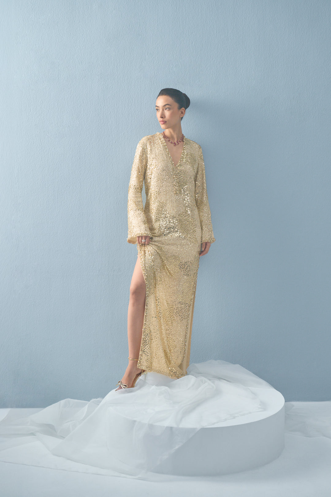 IVORY GEORGETTE SPARKLE KAFTAN