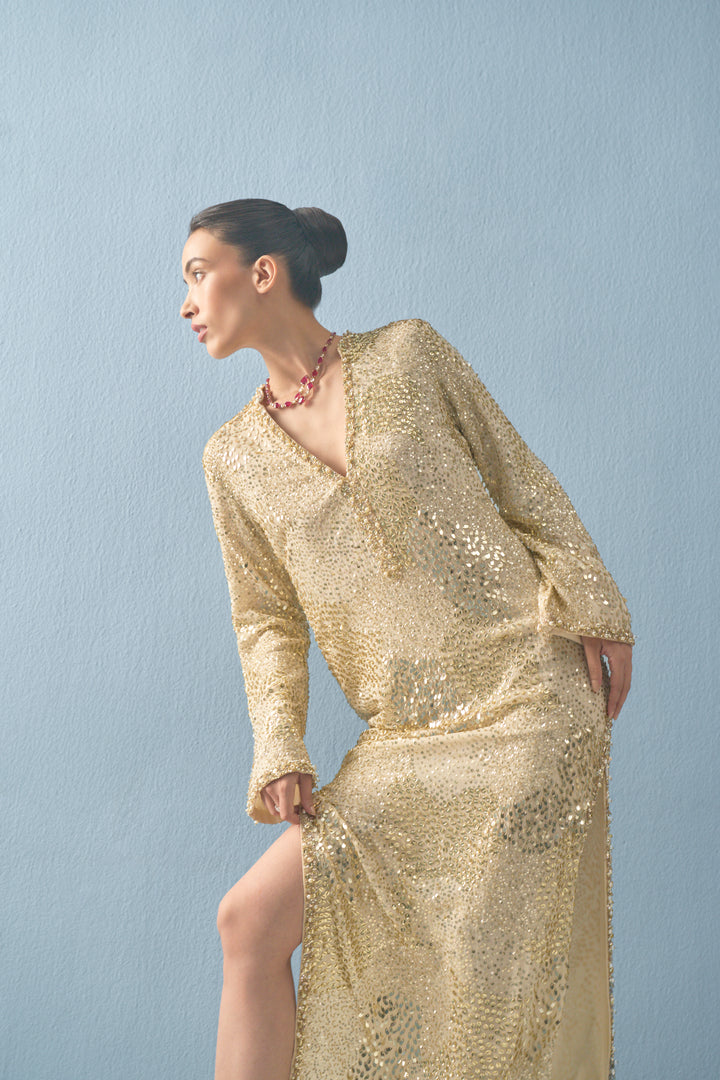 IVORY GEORGETTE SPARKLE KAFTAN