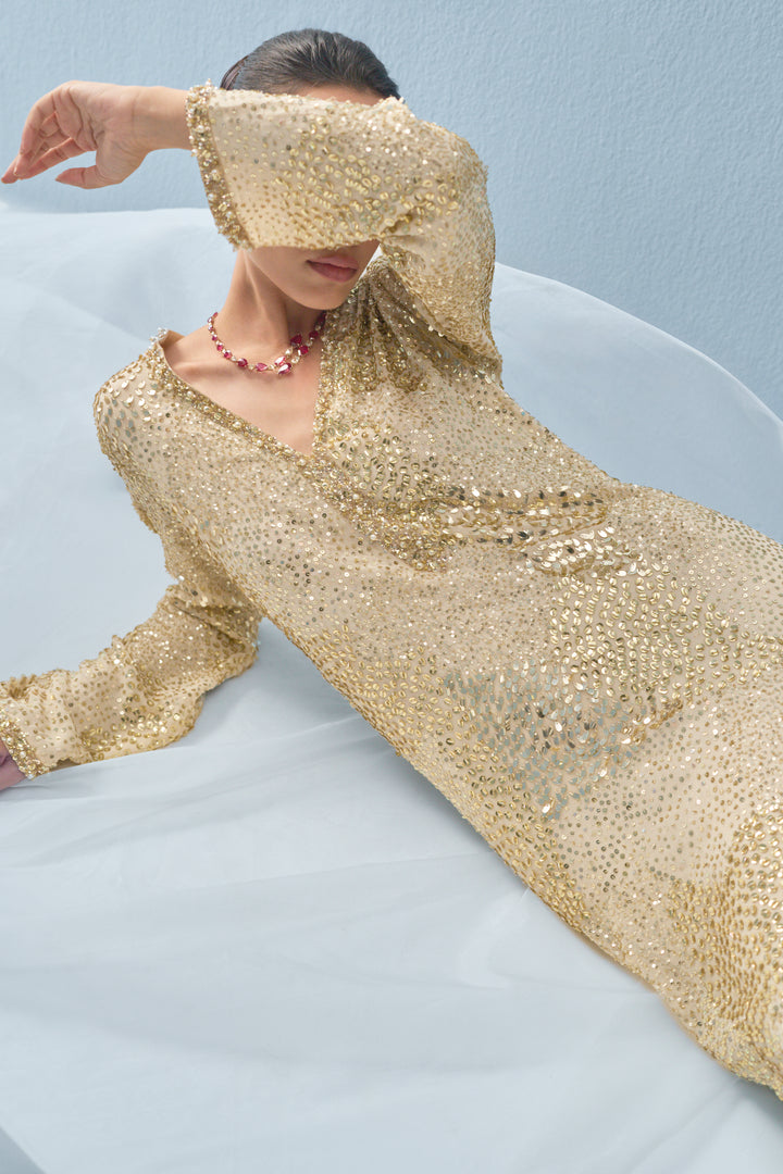 IVORY GEORGETTE SPARKLE KAFTAN