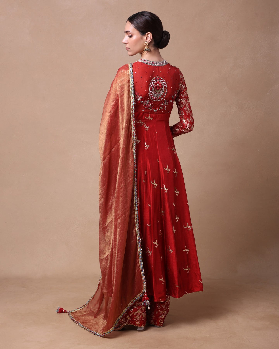 Rust Chaand Agrakha Anarkali Set