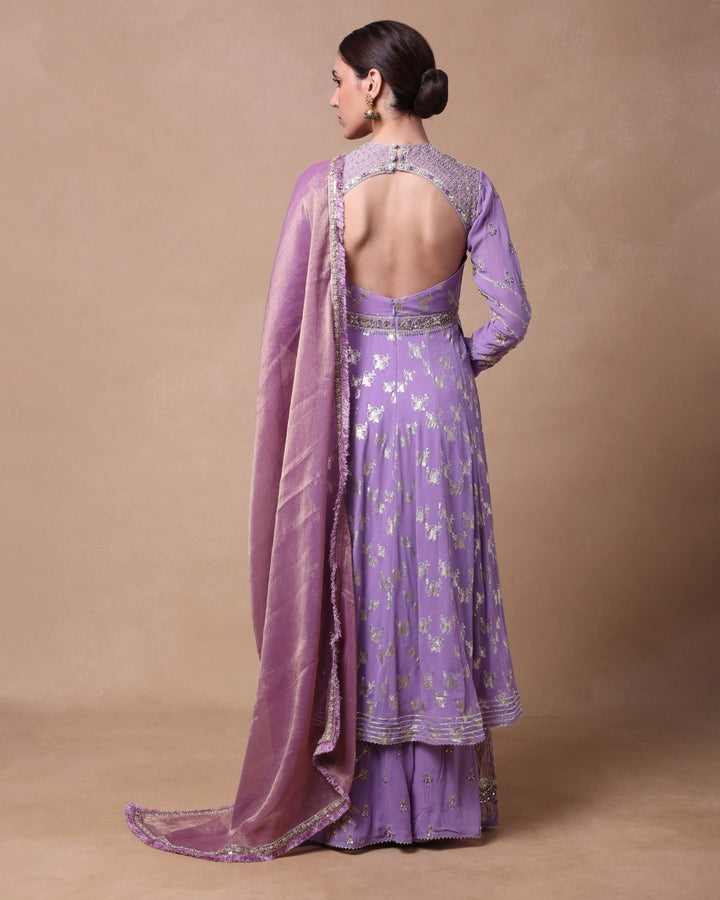Lavender Floral Mirage Anarkali Set