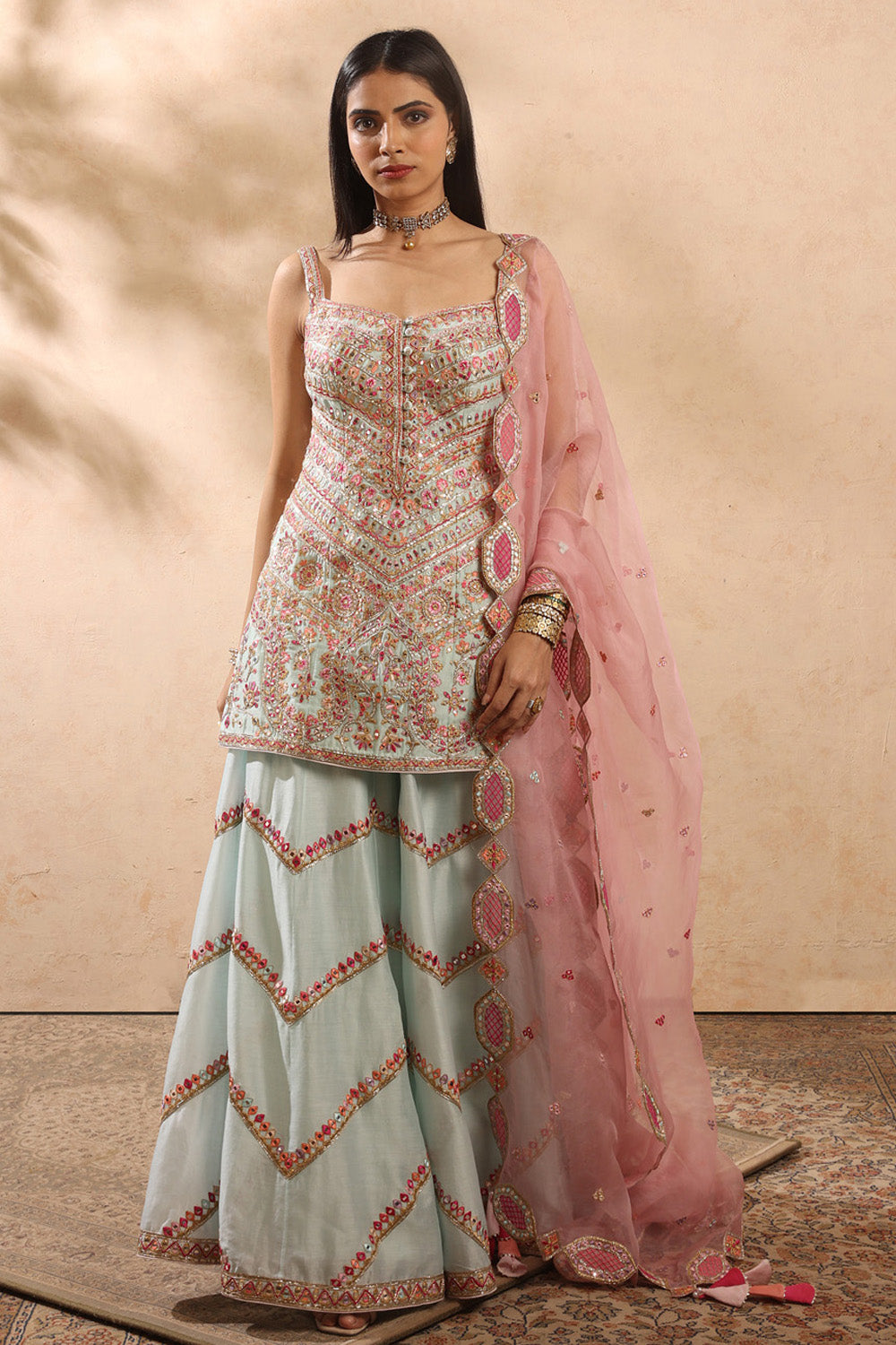 Blue Pink Sharara Set – Tamanna Punjabi Kapoor Official
