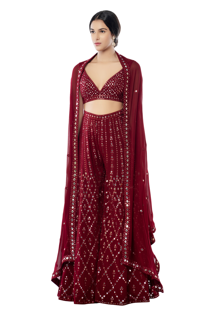 Maroon High Waist Sharara