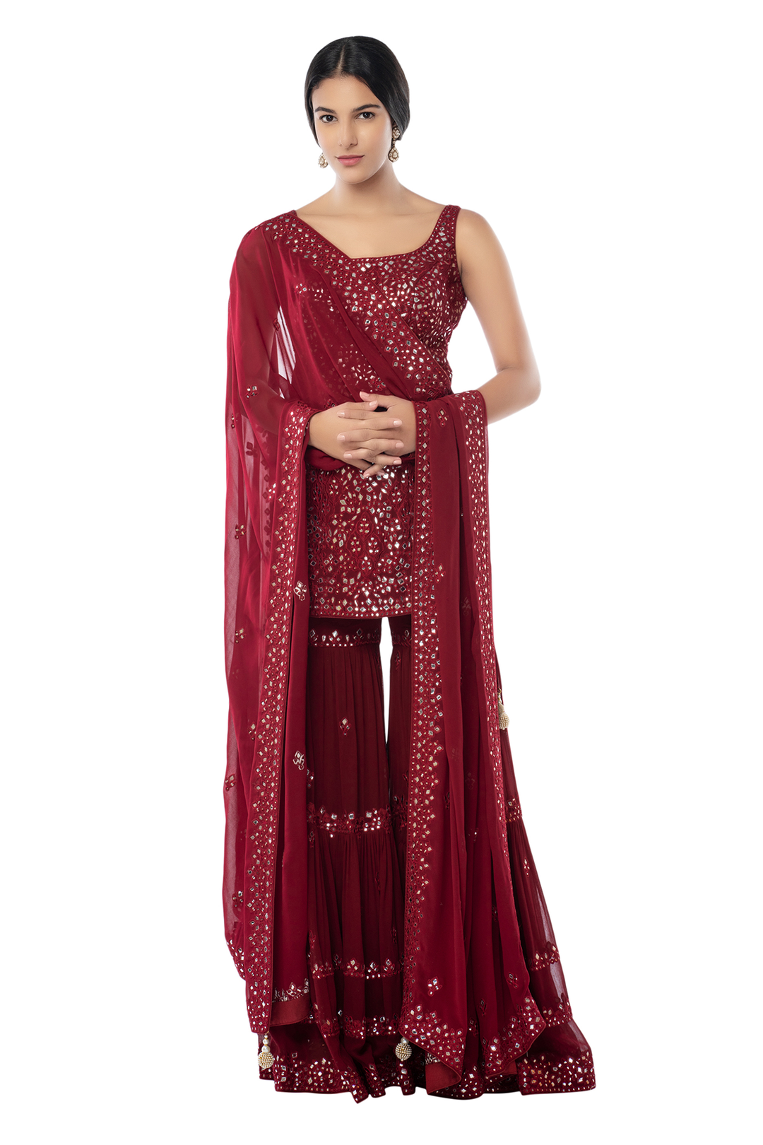 Maroon Georgette Gharara