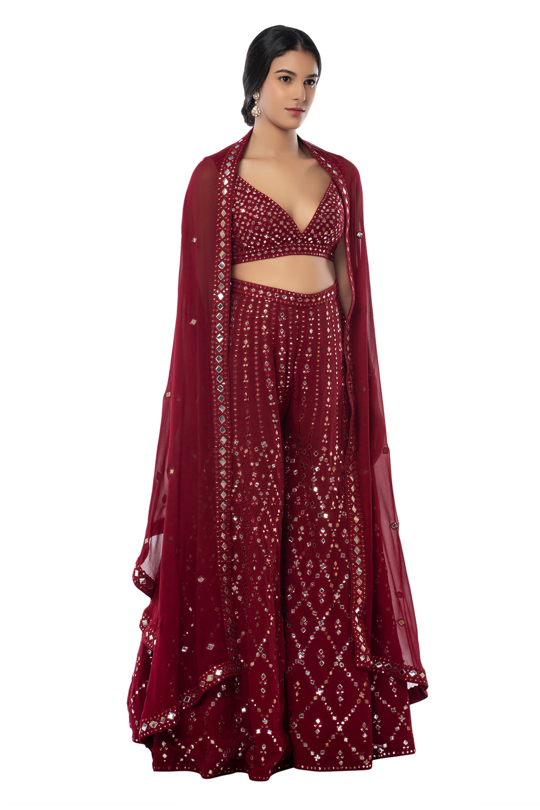 Maroon High Waist Sharara