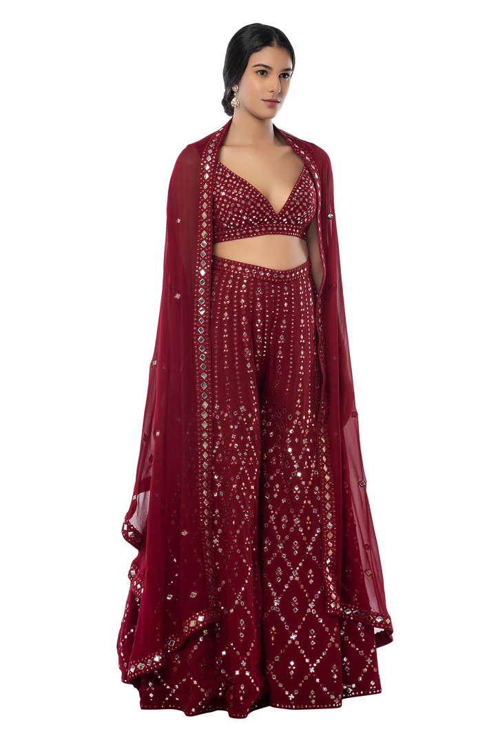 Maroon High Waist Sharara