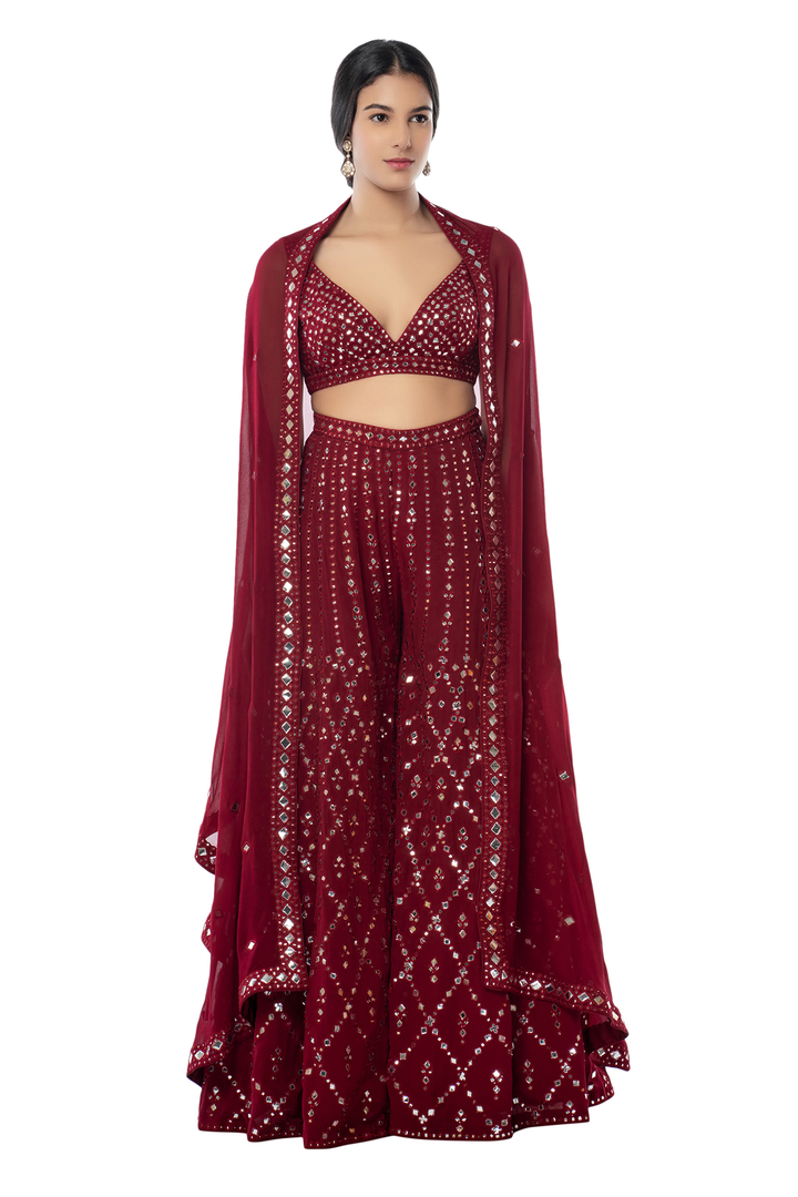 Maroon High Waist Sharara