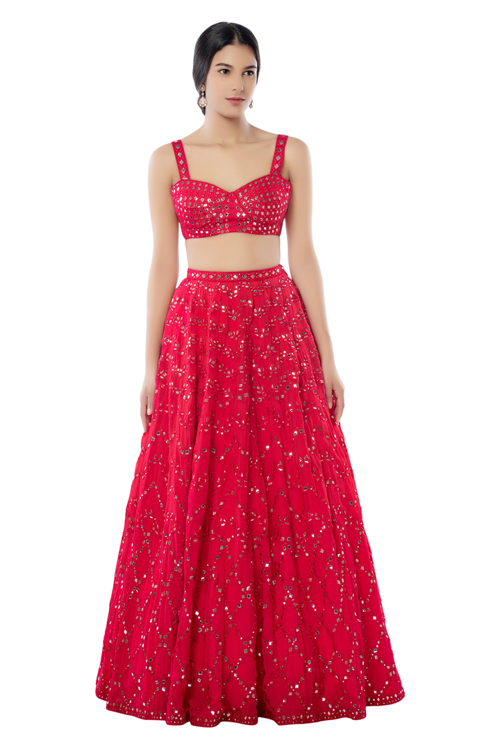 Pink Light Jaal Lehenga Set
