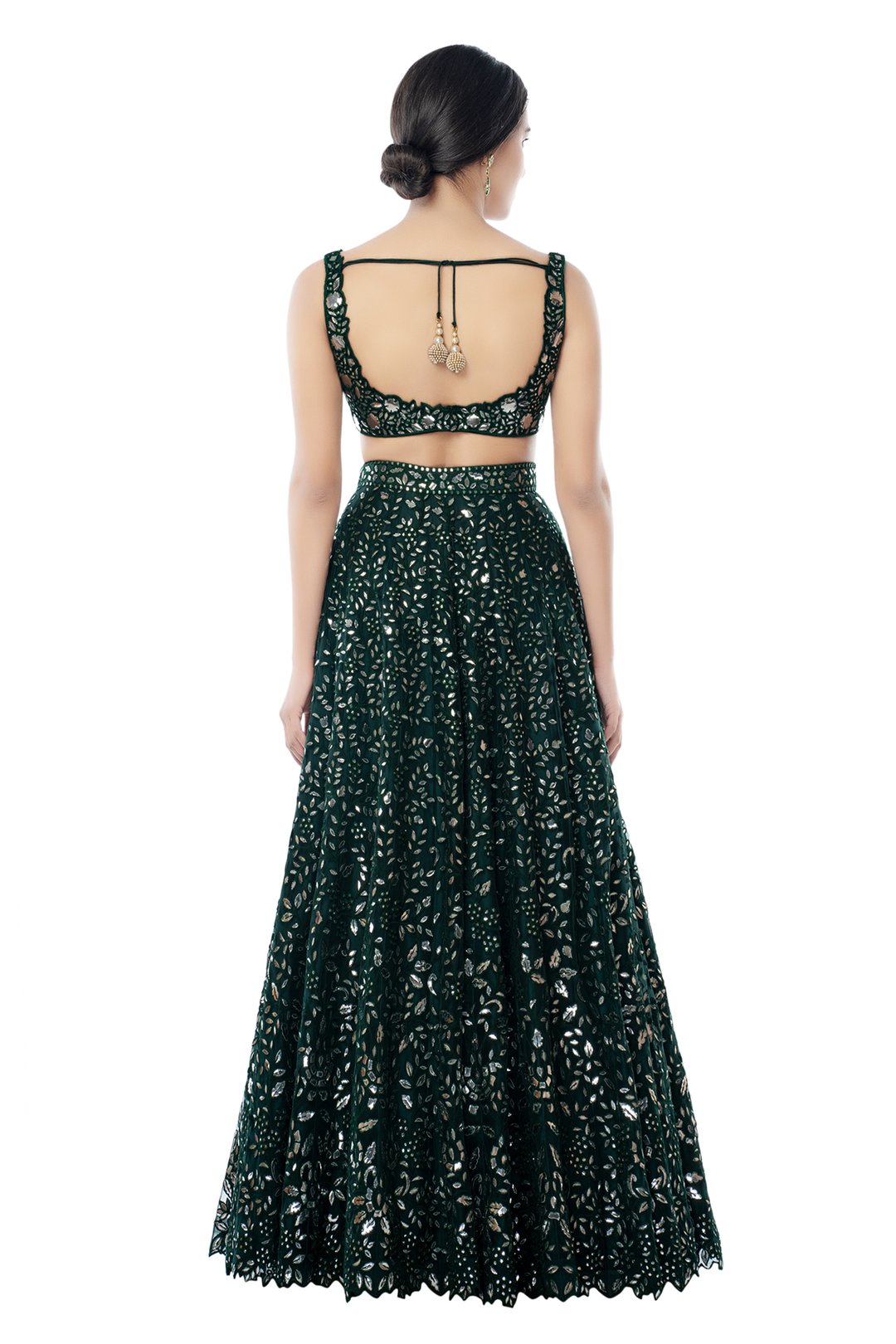 Green Foil Net Lehenga
