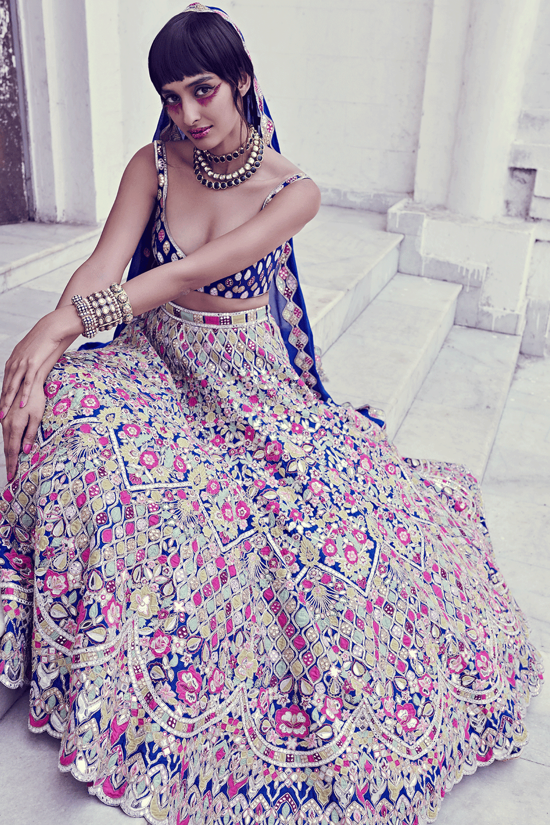 Blue Rawsilk Lehenga Set