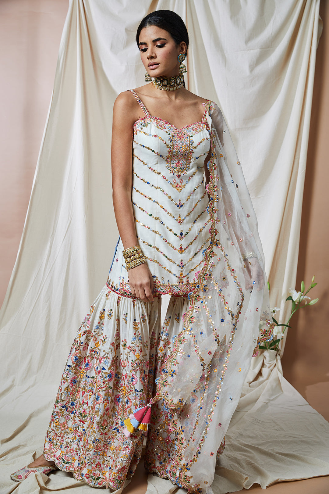 Ivory Strappy Gharara