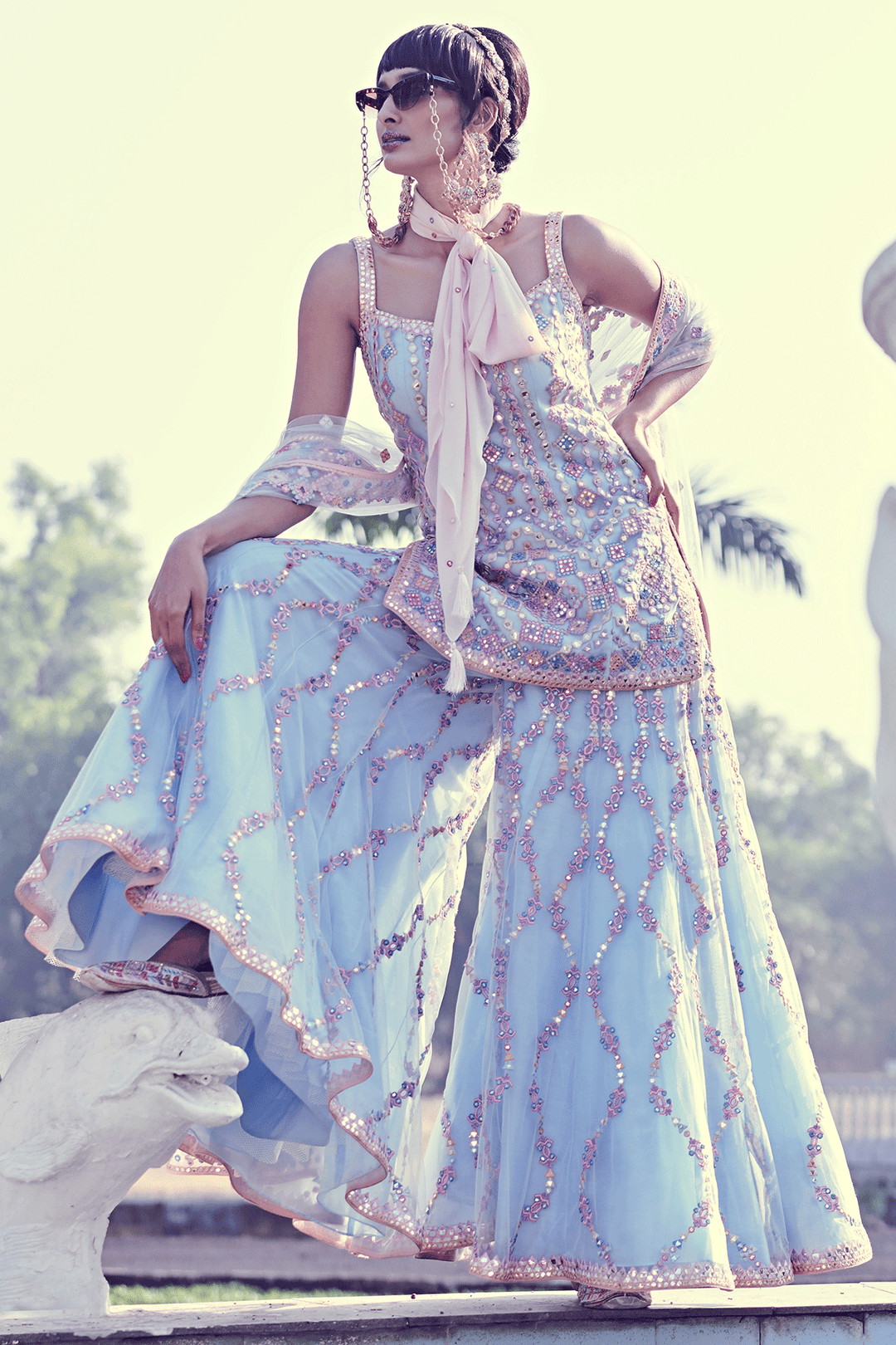BLUE SOFT NET SHARARA SET