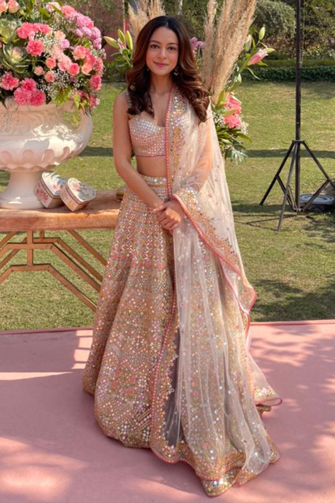 Anya Singh In Ivory Chanderi Resham, Gota, Foil Lehenga