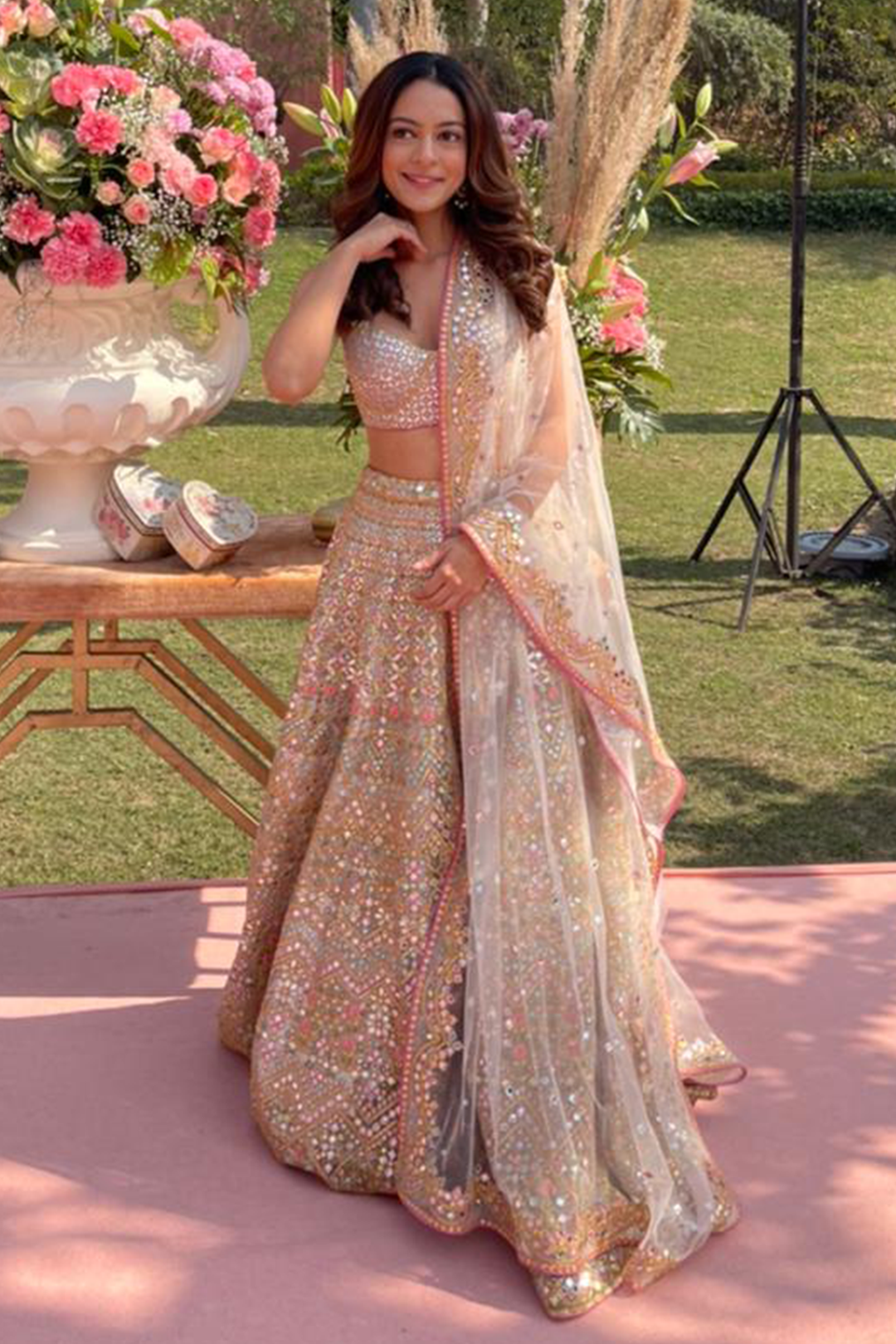 Anya Singh In Ivory Chanderi Resham, Gota, Foil Lehenga