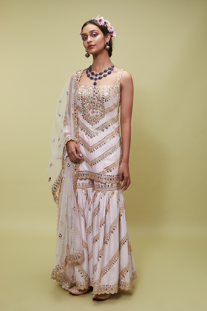 Blush Pink Sleeveless Gharara Set