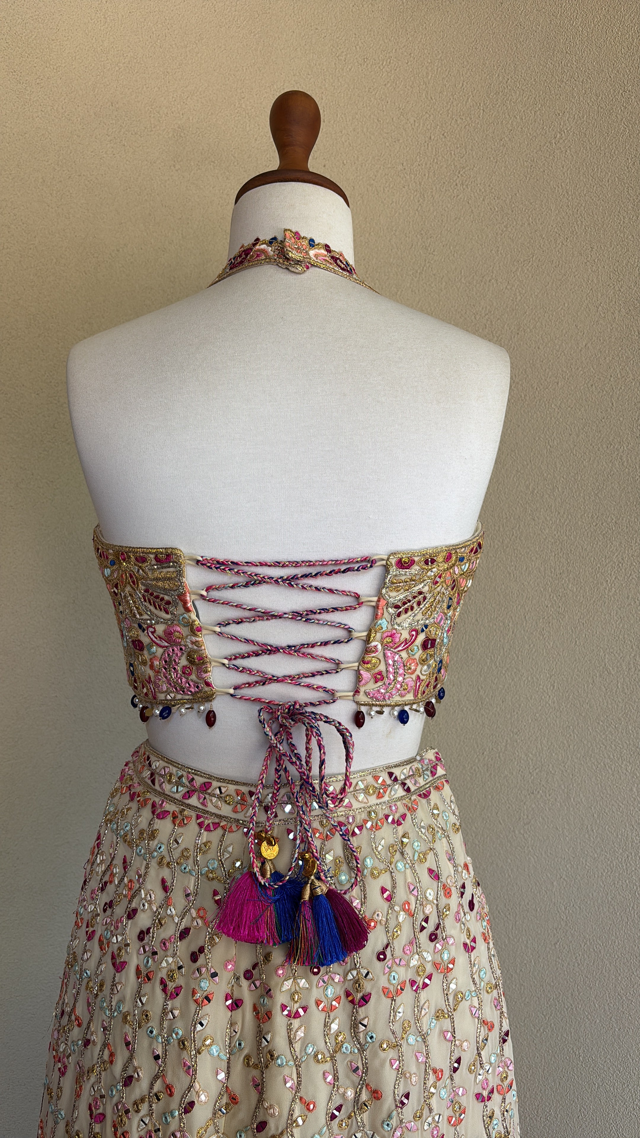 Ivory Georgette Embroidered High Waist Sharara Set