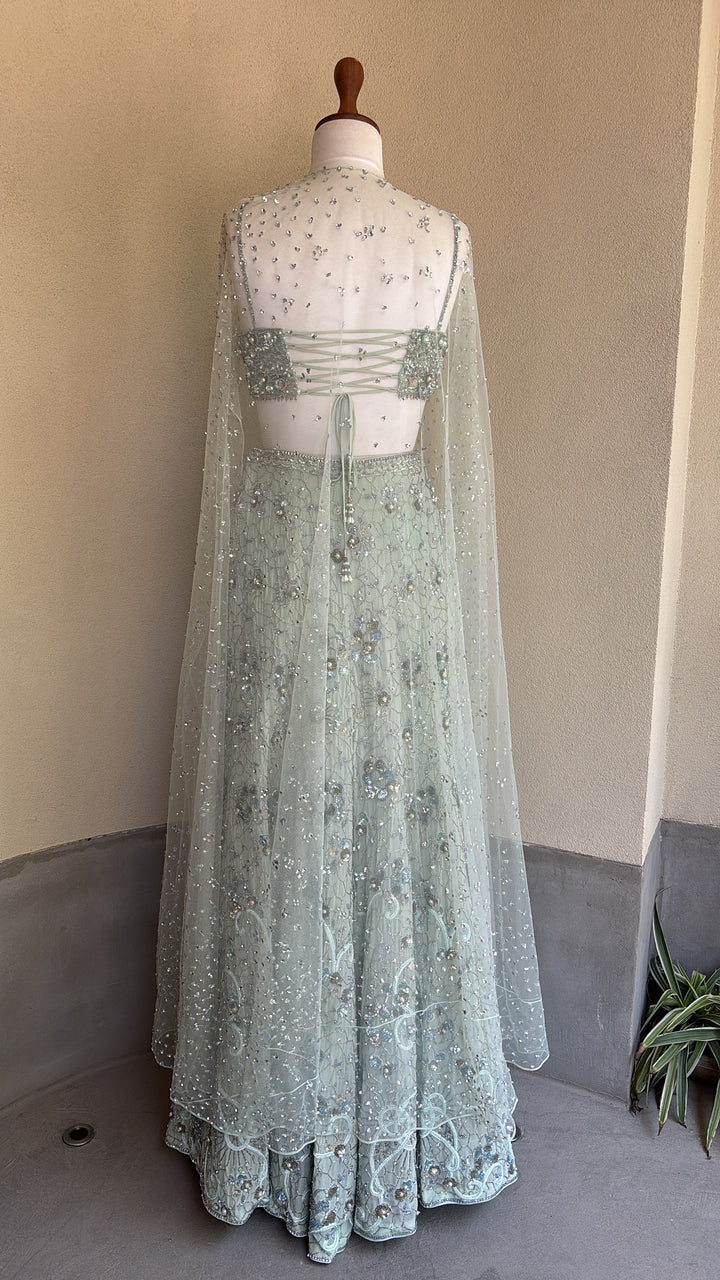 Sea Green Georgette High Waist Sharara