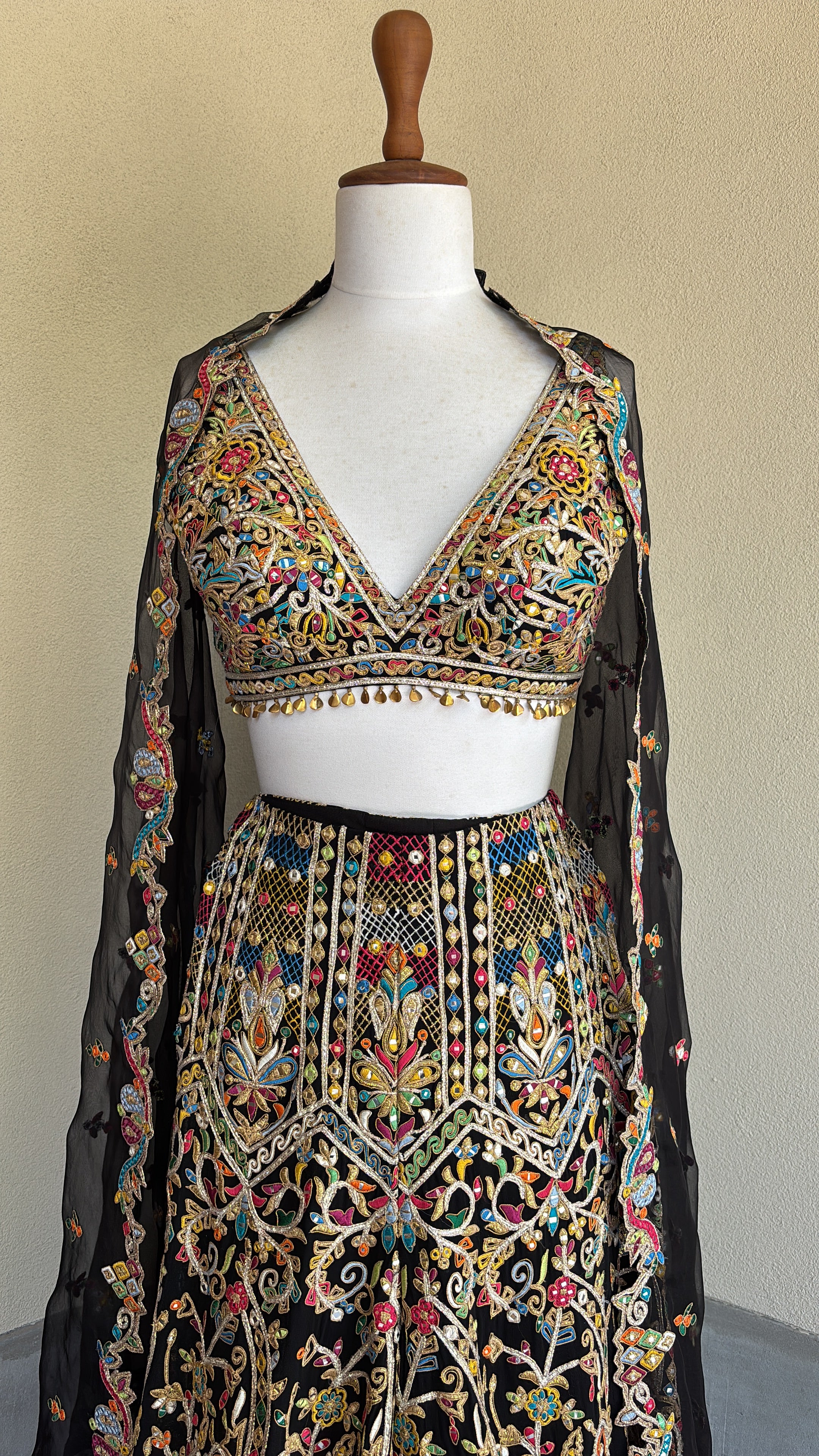 Black High Waist Sharara With A Cape