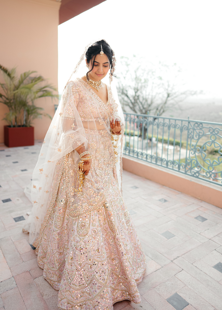 AISHA GHONGHE IN OUR CUSTOM PINK SERENADE  LEHENGA SET