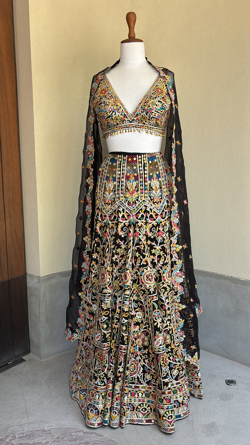 Black High Waist Sharara With A Cape
