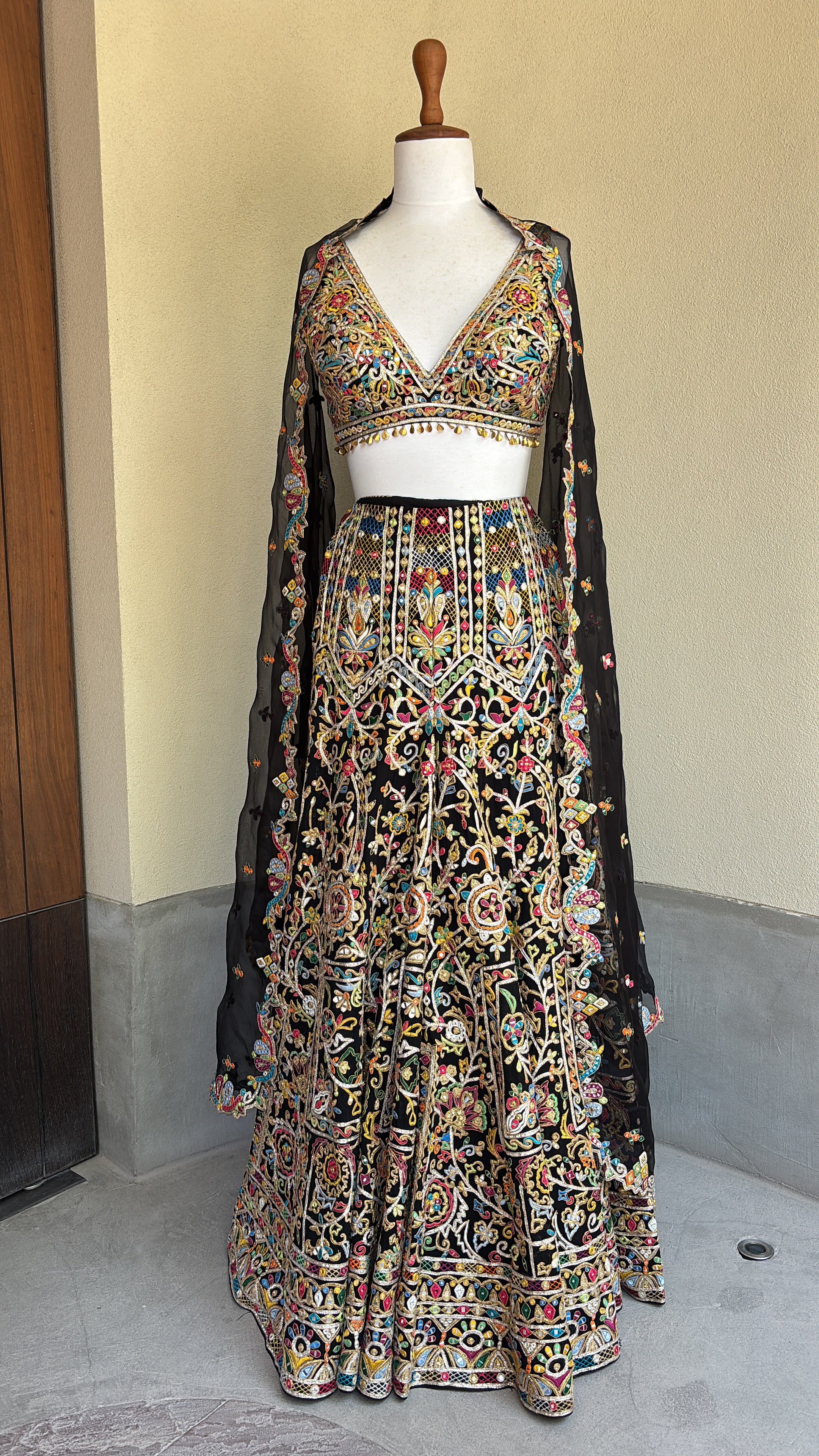 Black High Waist Sharara With A Cape