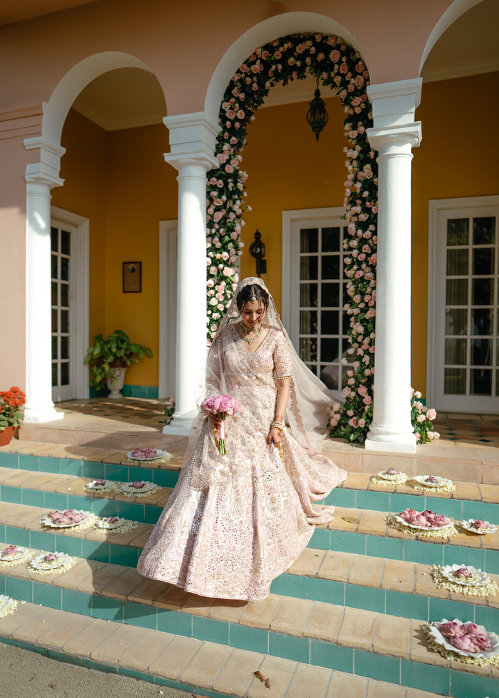 AISHA GHONGHE IN OUR CUSTOM PINK SERENADE  LEHENGA SET