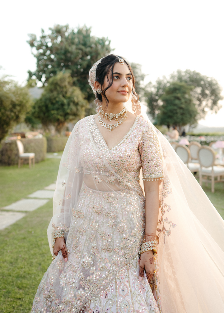 AISHA GHONGHE IN OUR CUSTOM PINK SERENADE  LEHENGA SET