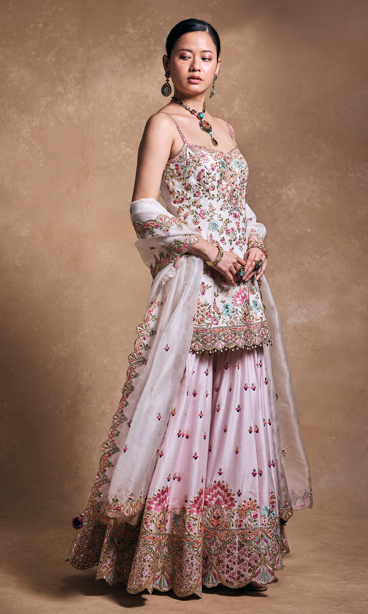 Blush and Ivory Sharara Set