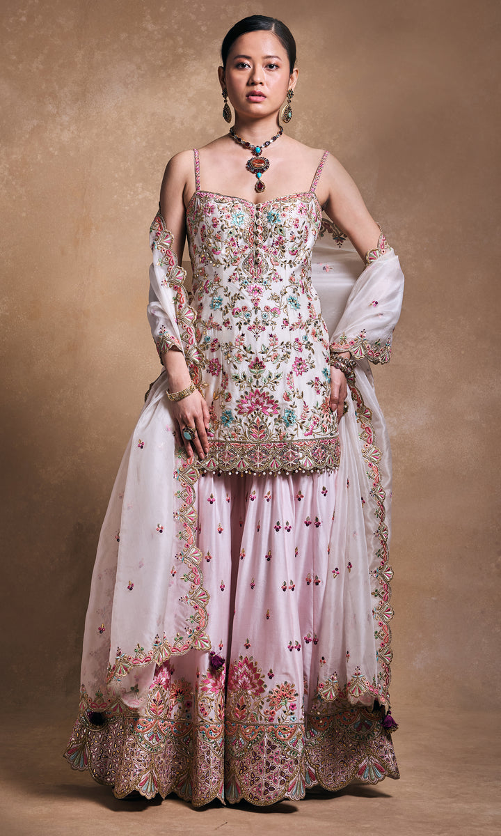 Blush and Ivory Sharara Set