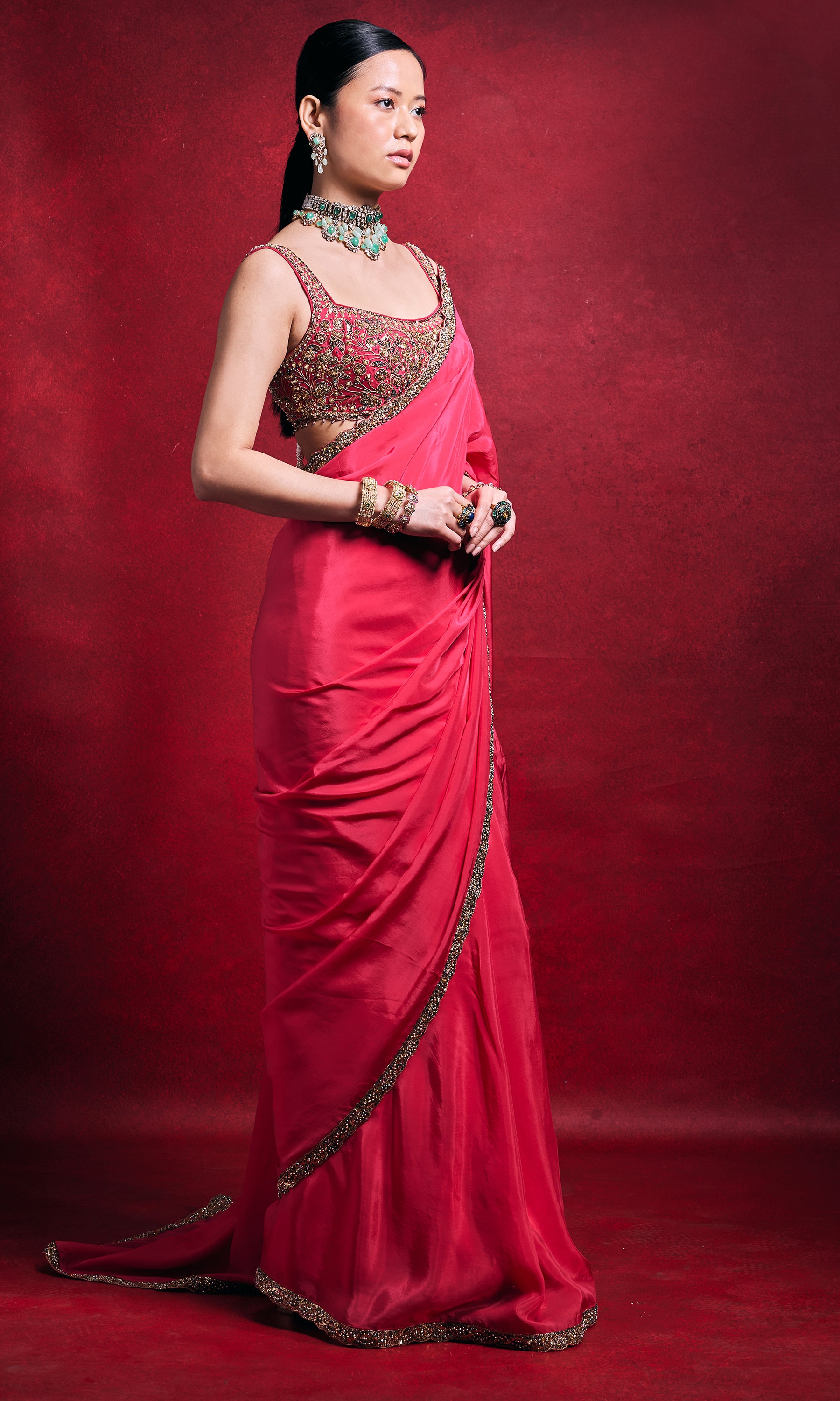 Fuchsia Pink Silk Saree
