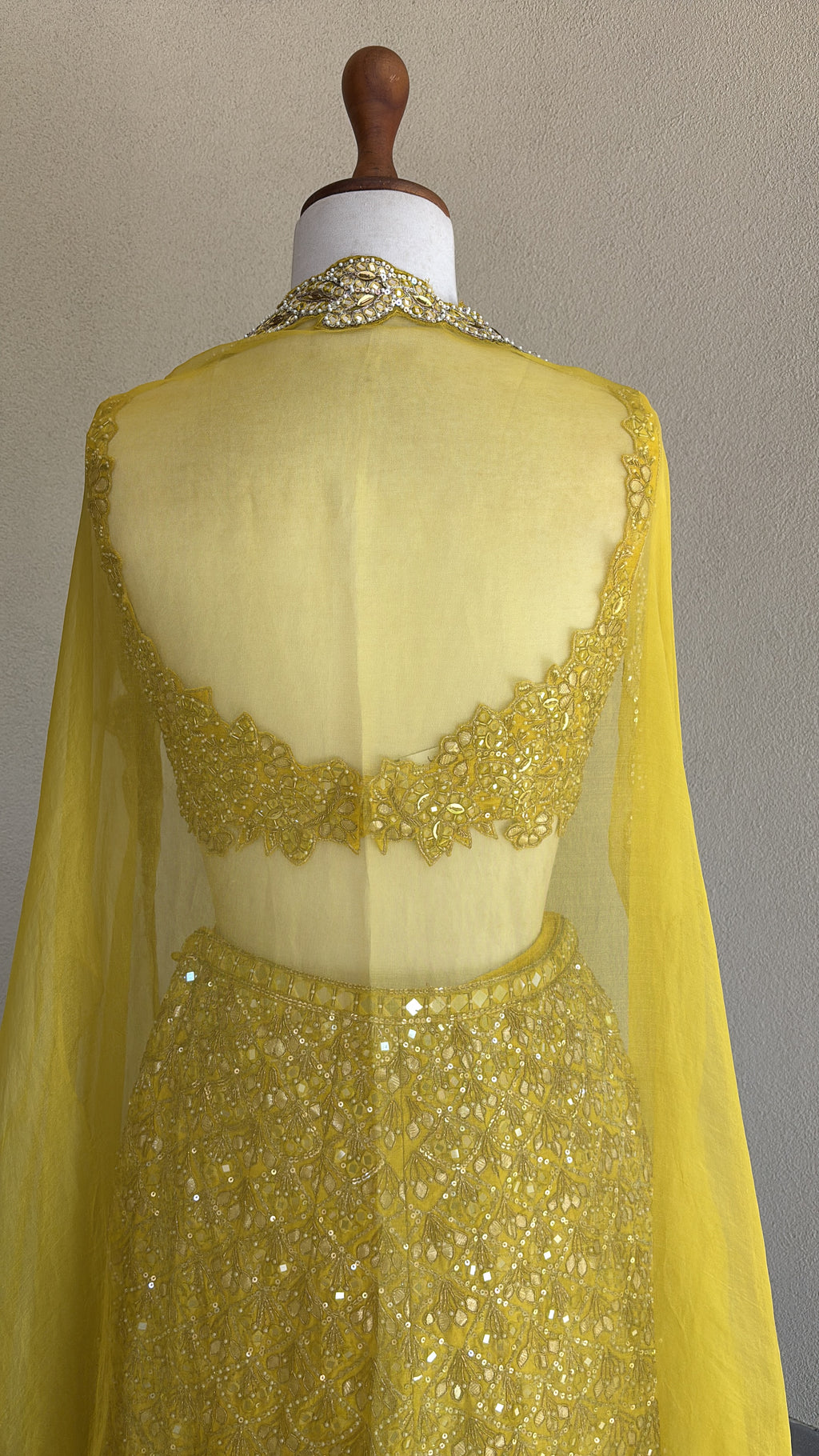 Yellow Rawsilk High Waist Sharara With Cape