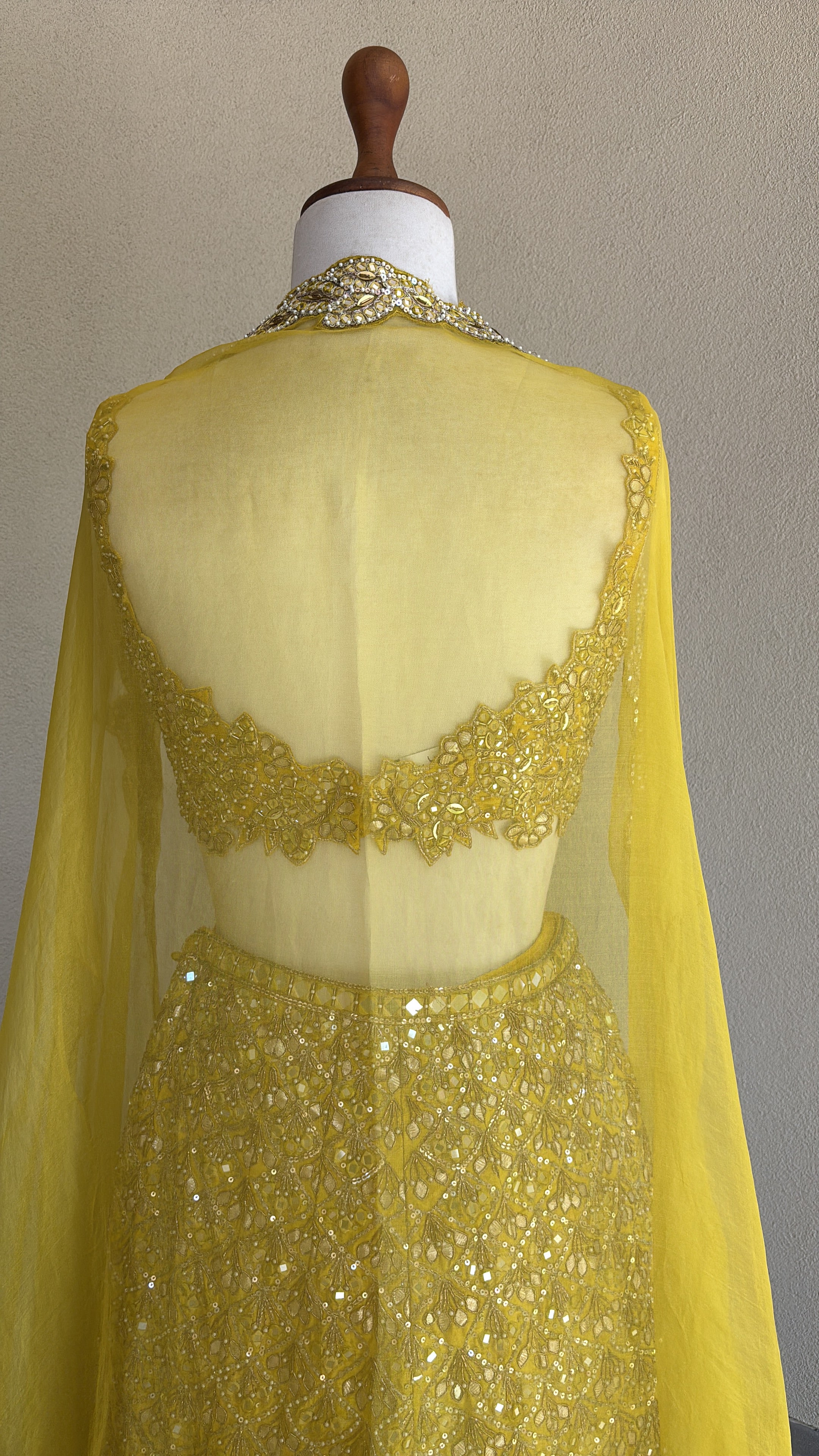 Yellow Rawsilk High Waist Sharara With Cape