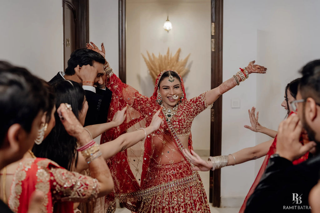 Chetna Jalal In Our In Her Moment Ruby Red Lehenga Set