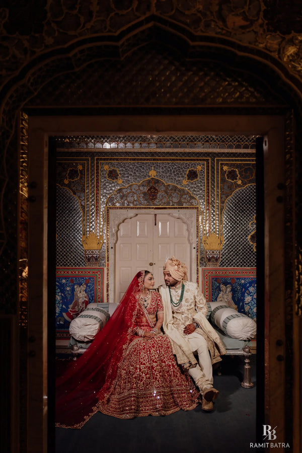 Chetna Jalal In Our In Her Moment Ruby Red Lehenga Set