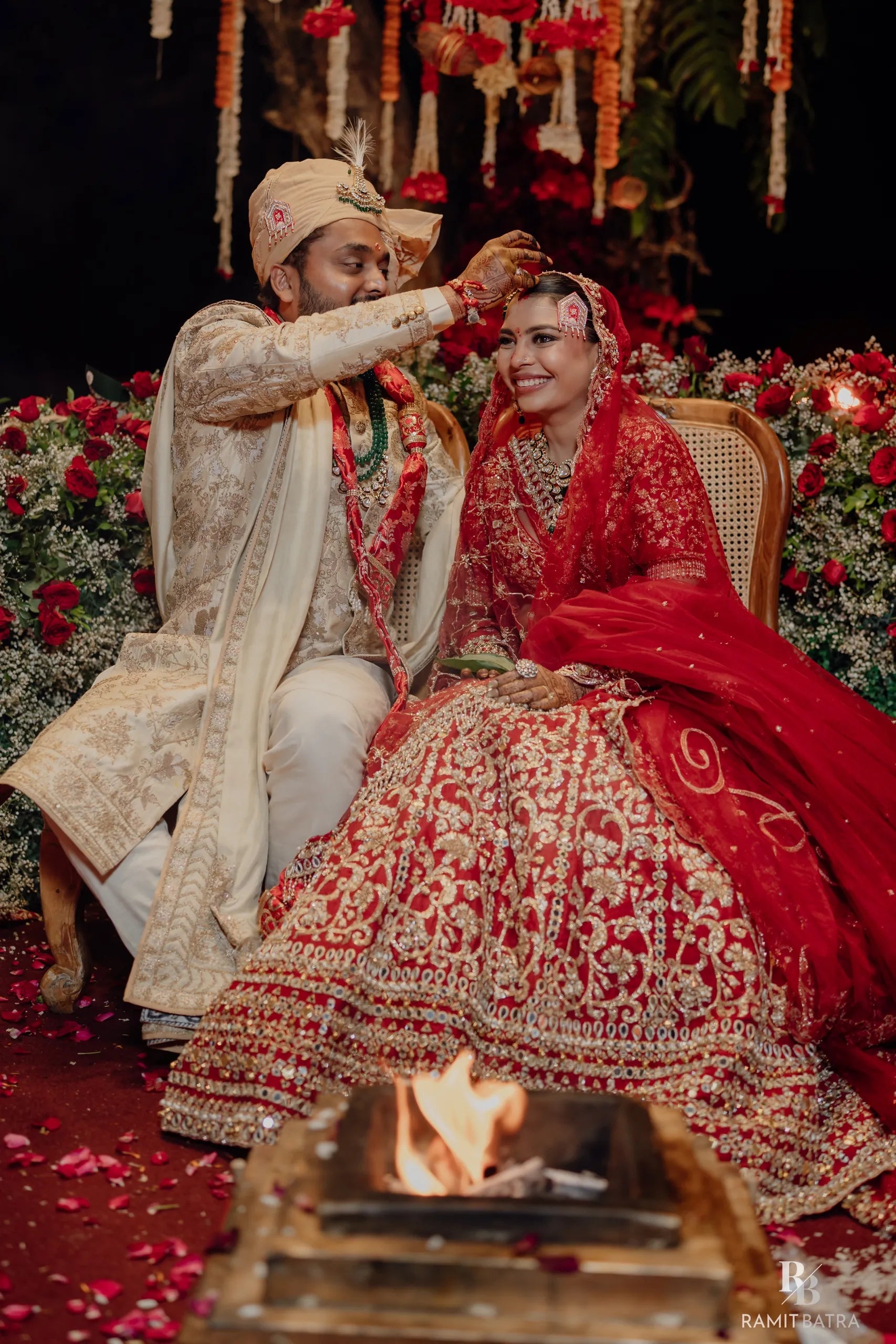 Chetna Jalal In Our In Her Moment Ruby Red Lehenga Set