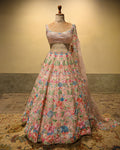 Pink Organza Floral Lehenga Set