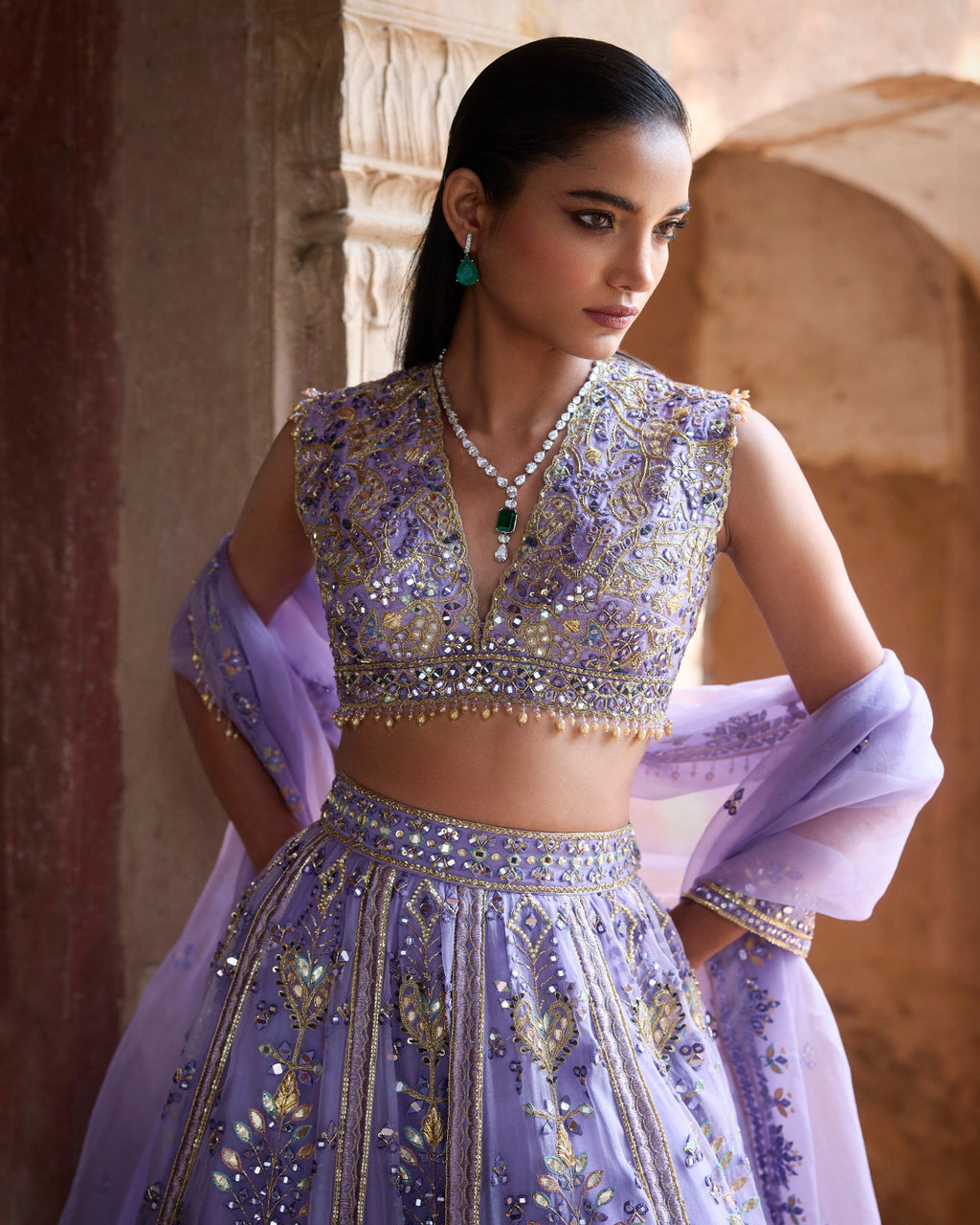Lavender Organza Lehenga