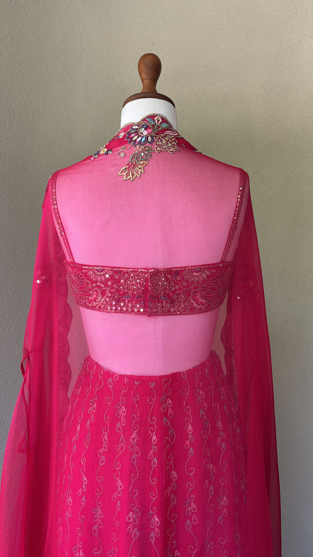 Rani Pink High Waist Sharara with Oragnanza Cape