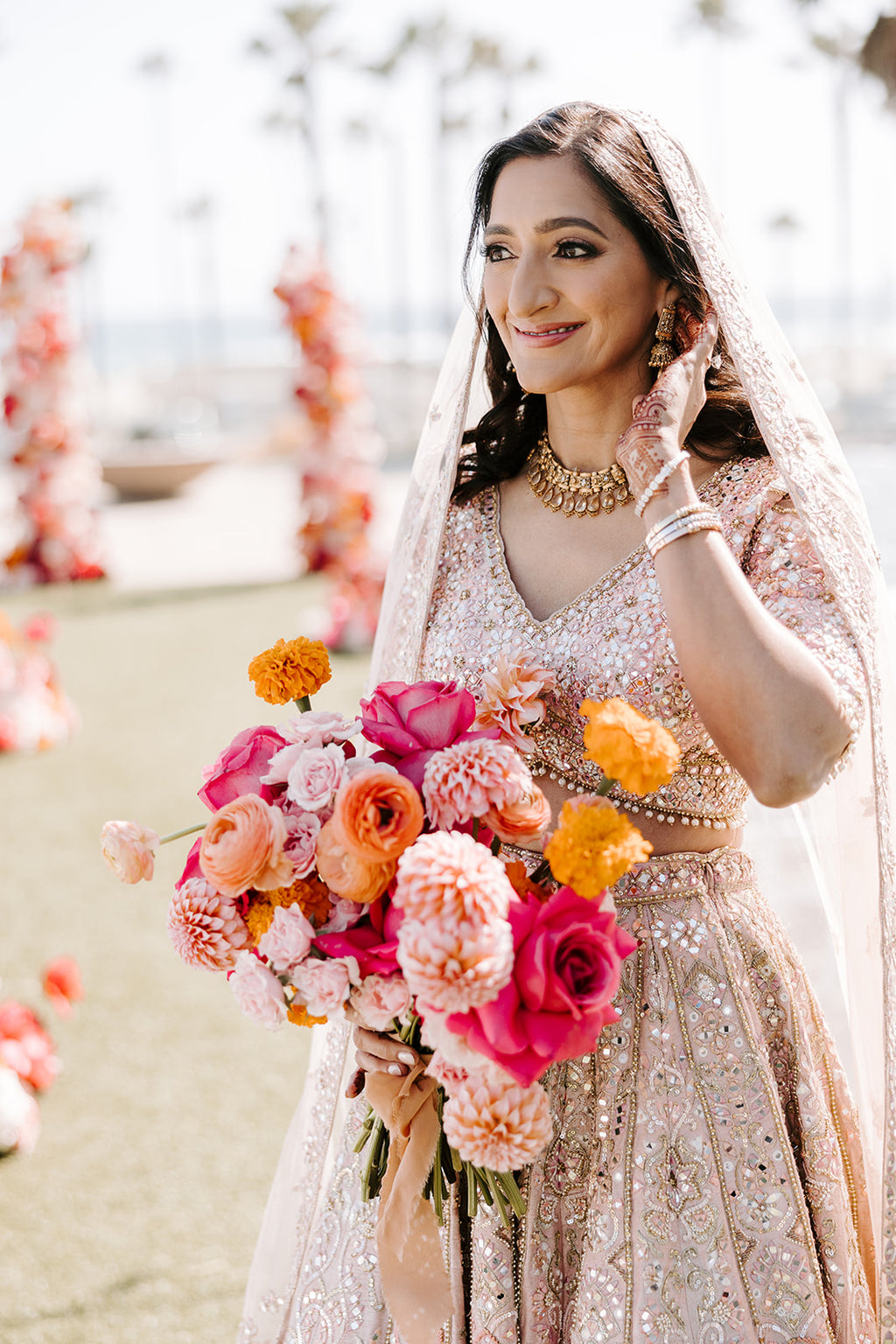 Sunaina Sehwani In Our Rose Pink Mirror Lehenga