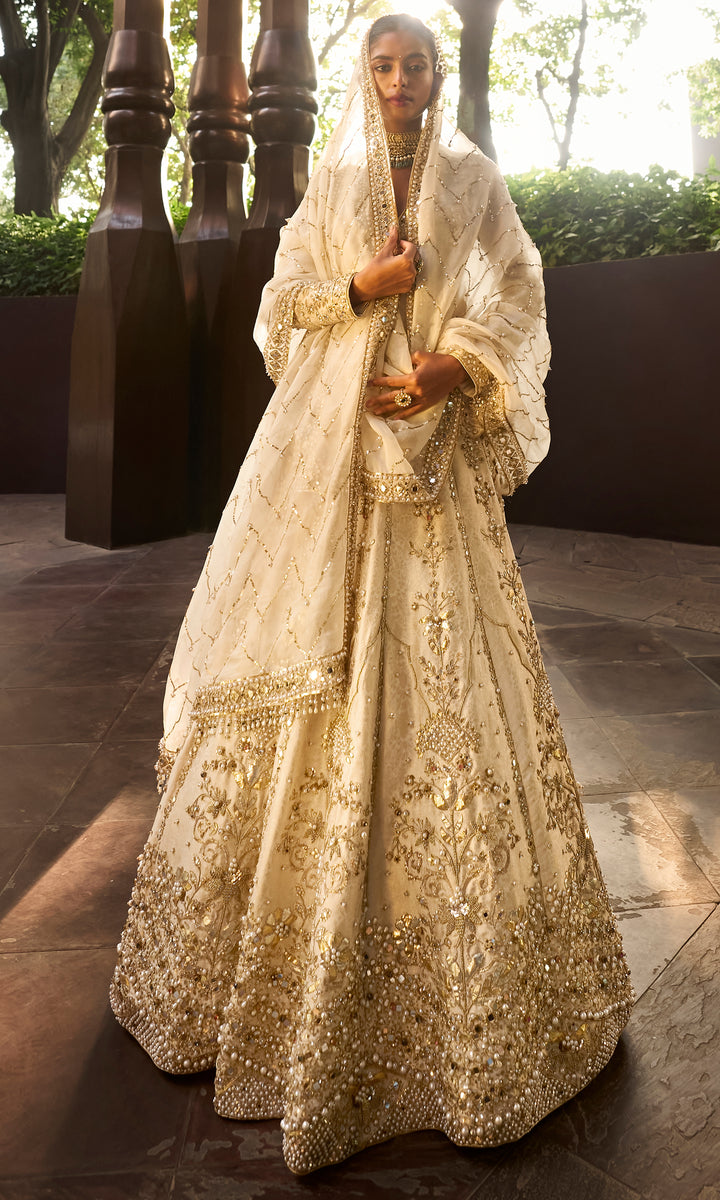 Beige Gold Lehenga Set