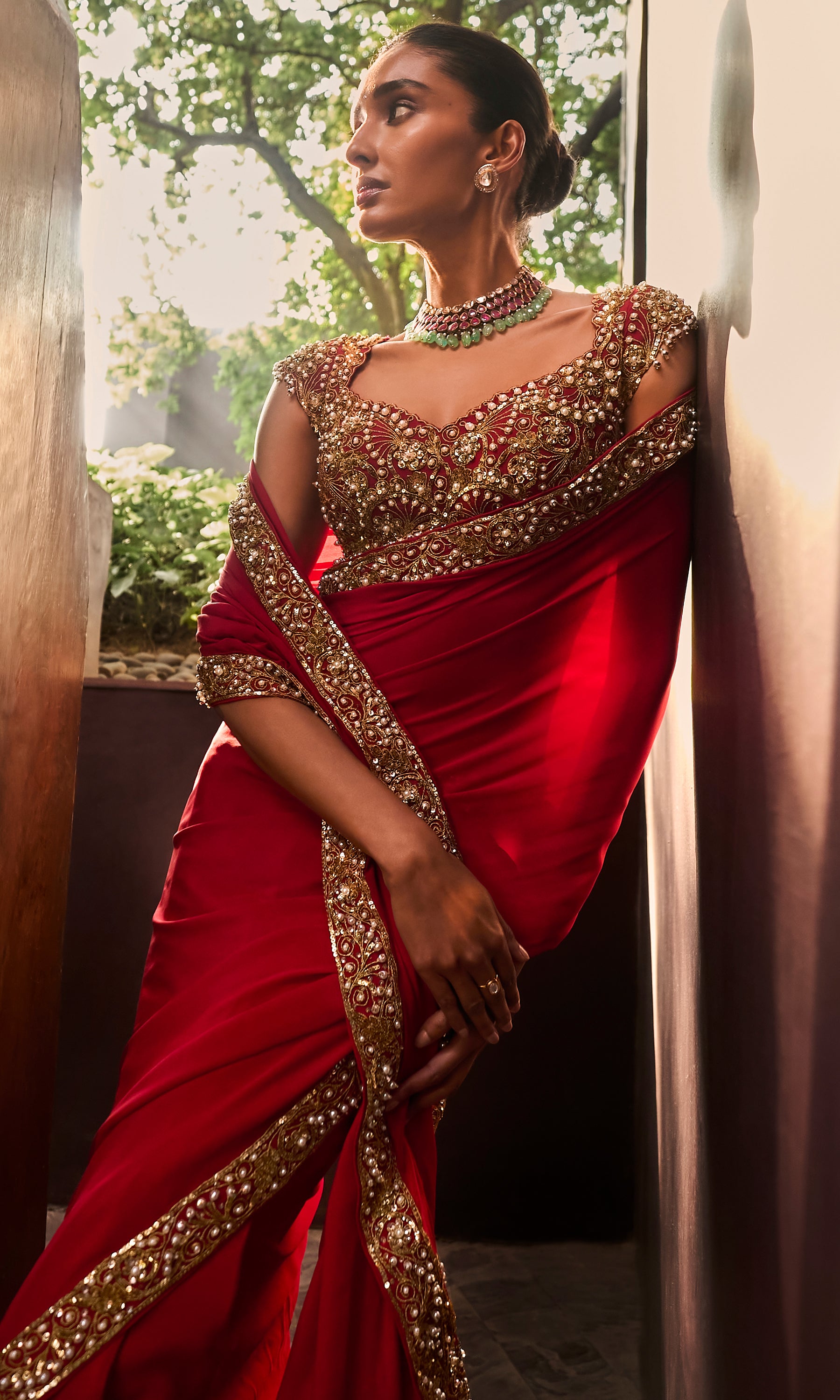 Red Saree Set