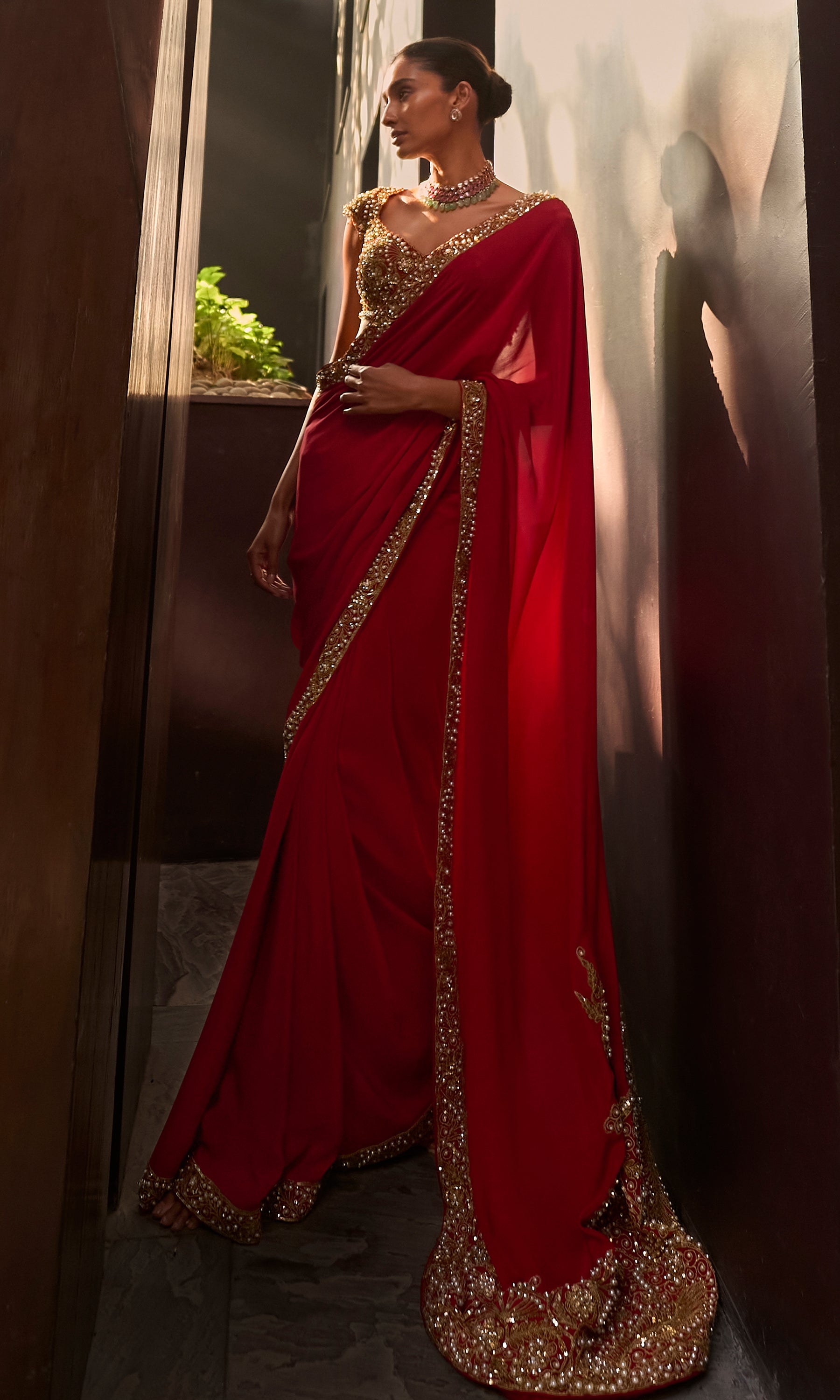 Red Saree Set