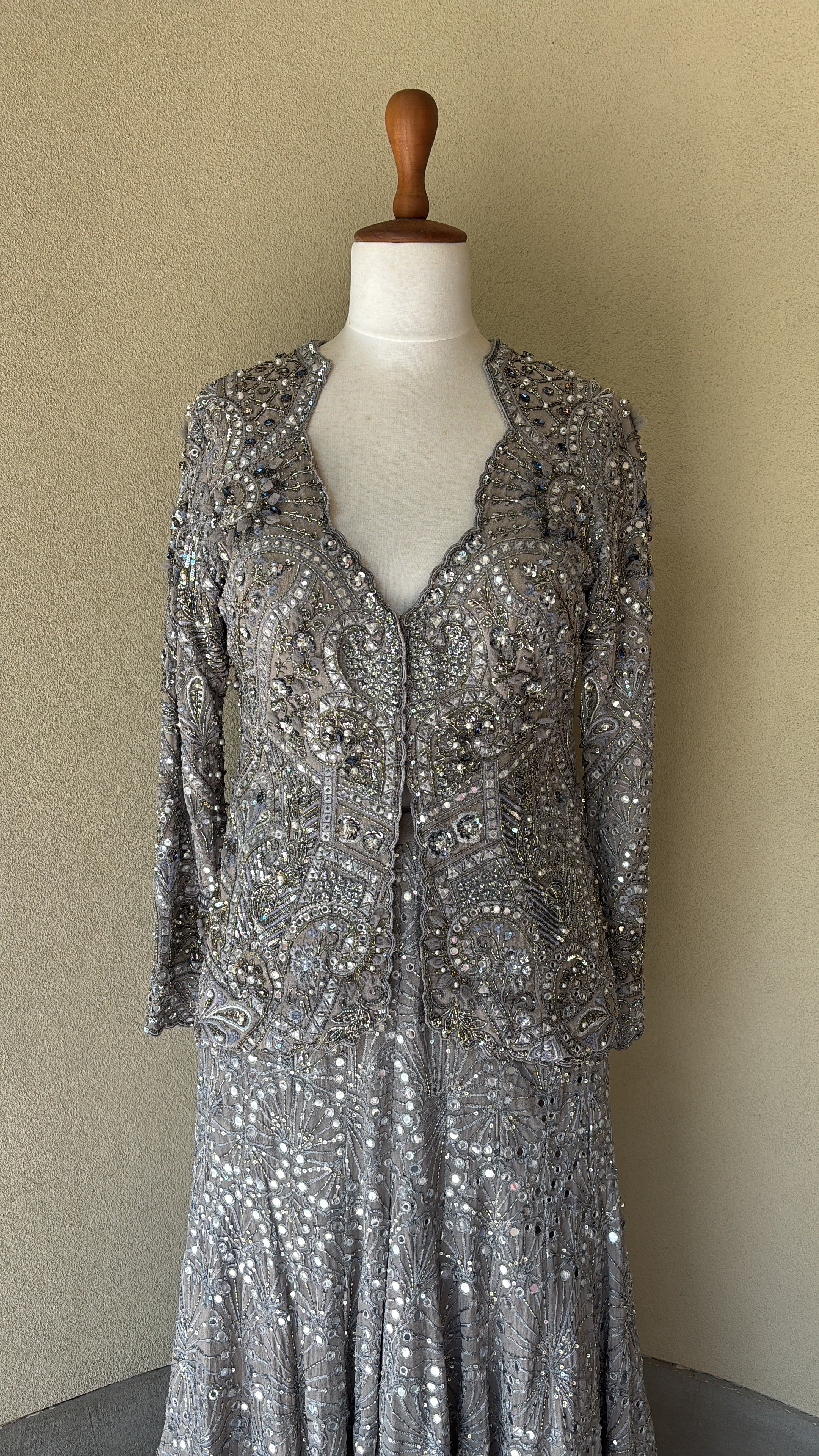 Grey Georgette Jacket and Sharara Set