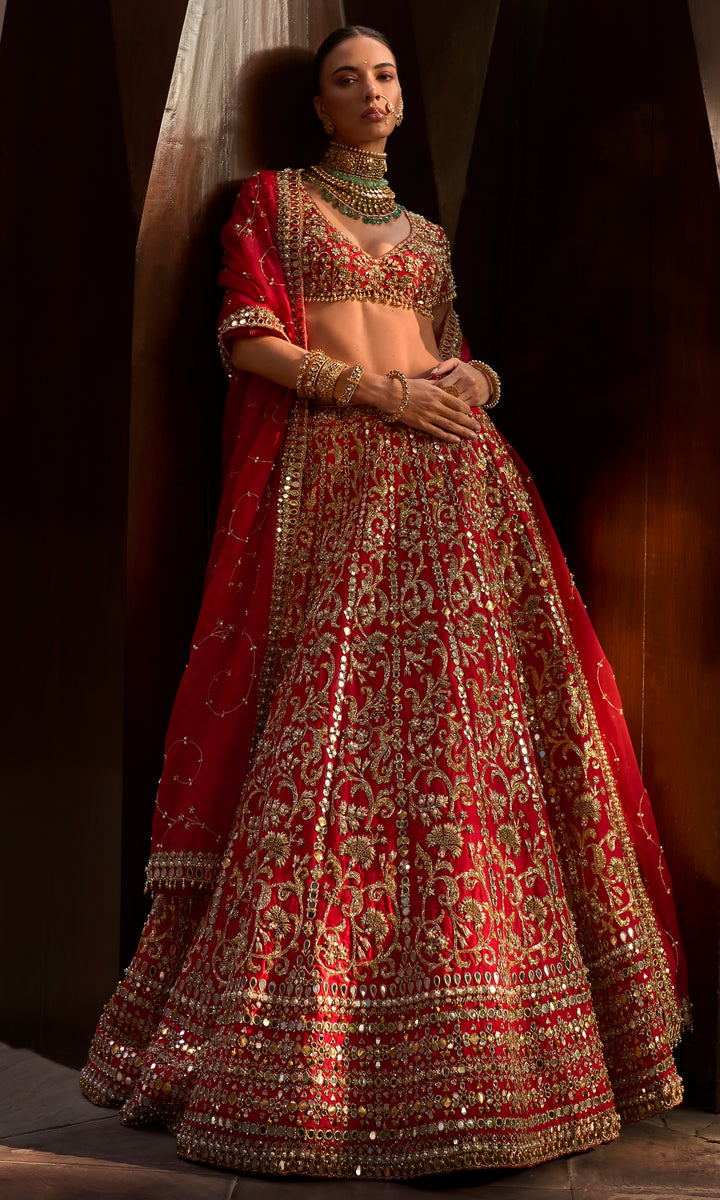 Ruby Red Lehenga Set