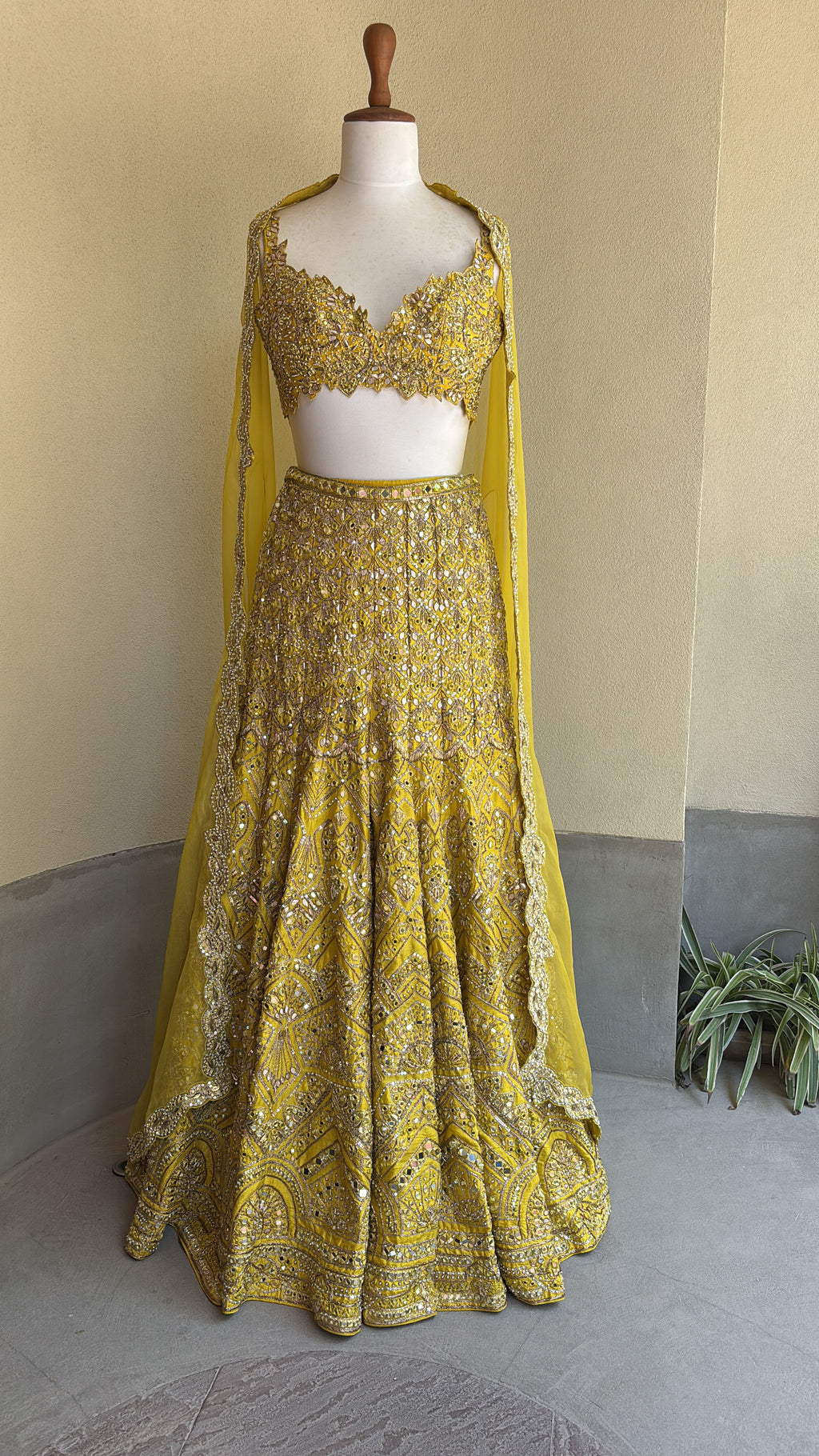Yellow Rawsilk High Waist Sharara With Cape