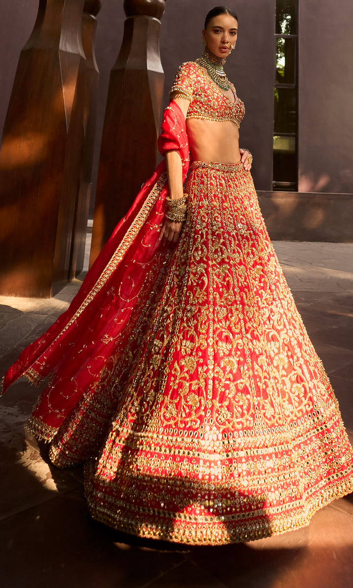 Ruby Red Lehenga Set