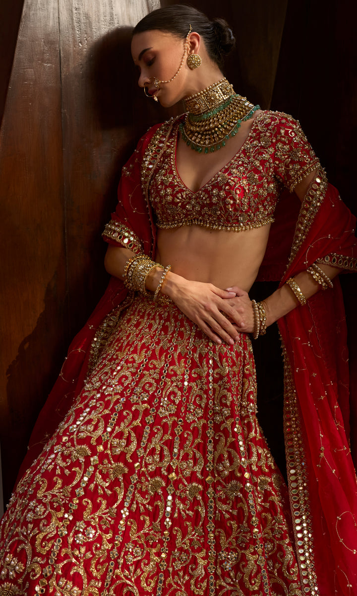 Ruby Red Lehenga Set