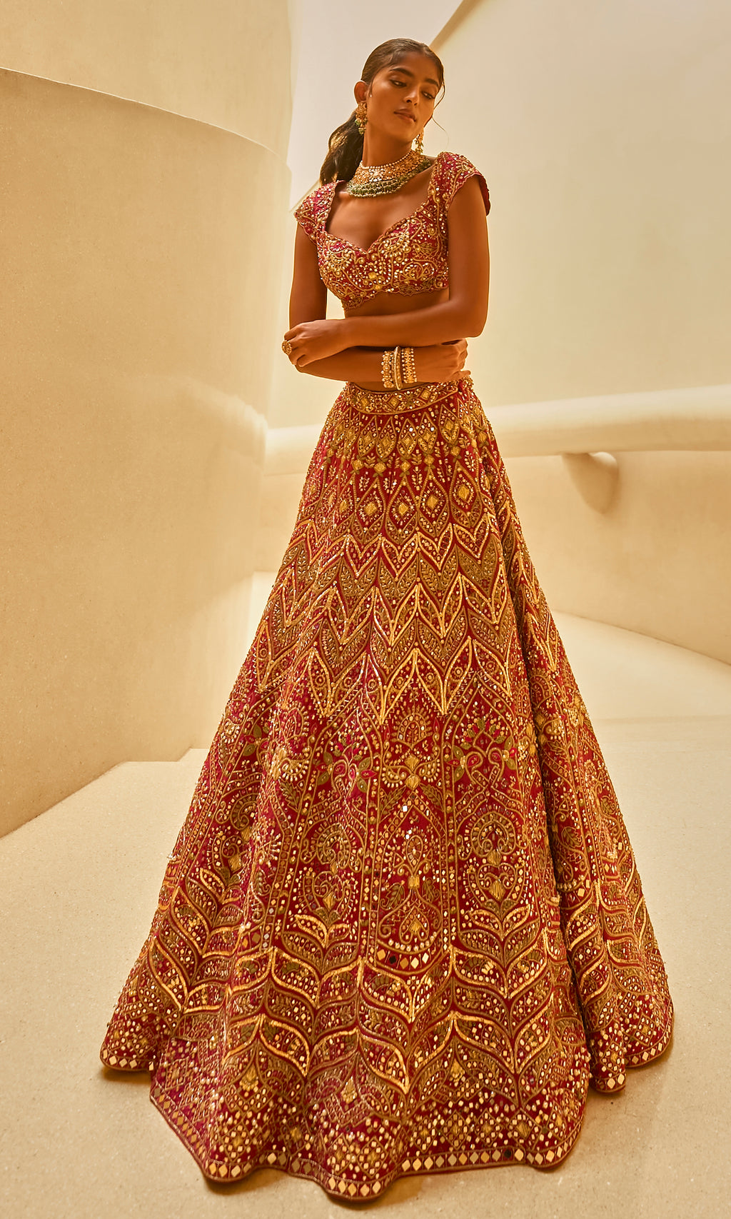 Wine and Fuchsia Lehenga Set