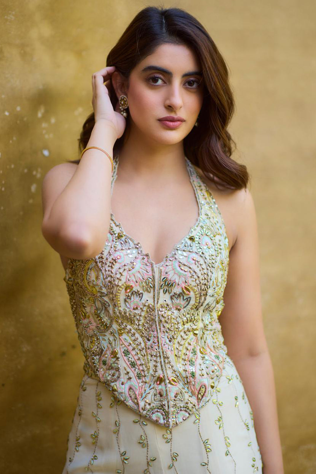 Navya Nanda in Ivory Paisley Corset With Embroidered Sharara Set