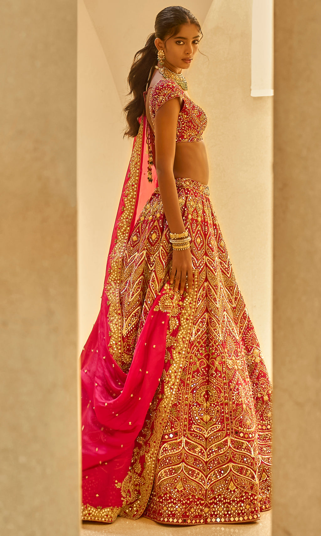 Wine and Fuchsia Lehenga Set